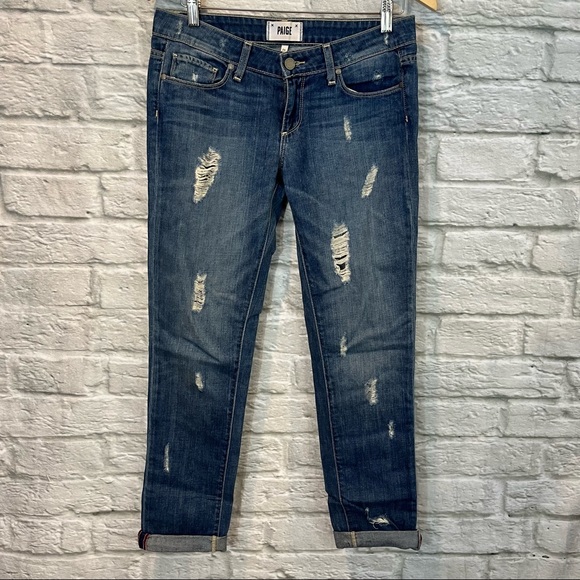 Paige Denim 26" Jimmy Jimmy Skinny Riley Destruction Blue Jeans - Picture 2 of 13
